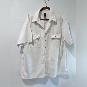 AIGLE Button down shirt linen blend off white size:XXL